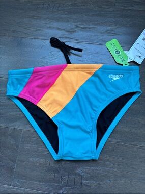 Speedo Eco Endurance Pink Glow swim briefs,elastic drawcord waist